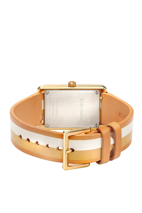 Pearl Rectangular Striped Watch